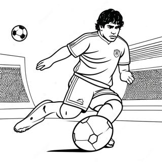 Maradona Dribblar En Fotboll Malarbild 61567-51041