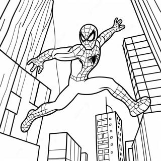 Spiderman Svingar Genom Staden Malarbild 6235-4983