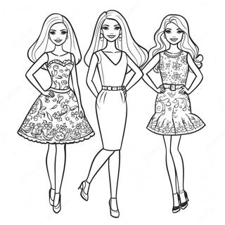 Barbie Och Systrar I Modeoutfits Malarbild 64541-53360