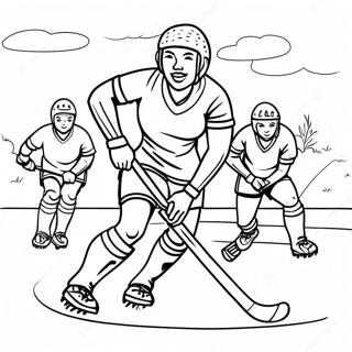 Spannande Falthockeymatch Malarbild 64781-53557