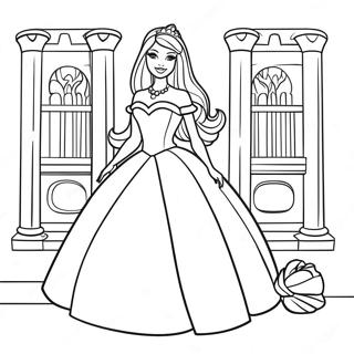 Elegant Barbie Prinsessa I Ett Slott Malarbild 65021-53749