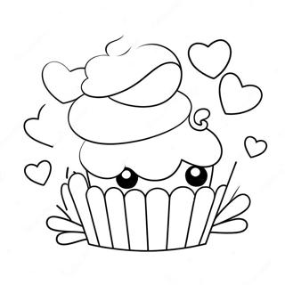 Sot Kawaii Cupcake Med Hjartan Malarbok 65751-54323