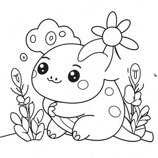 Sot Squishmallow Axolotl Med Blommor Malarbild 6815-5541