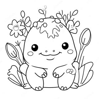 Sot Squishmallow Axolotl Med Blommor Malarbild 6815-5543