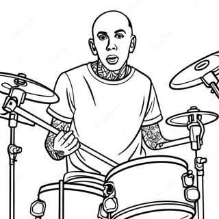 Travis Barker Spelar Trummor Malarbild 68183-56237