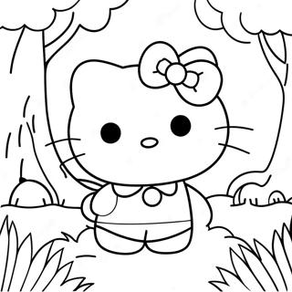 Hello Kitty Utforskar En Magisk Skog Farglaggningssida 6915-5623