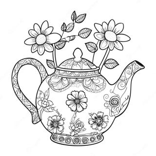Fantasifull Tekanna Med Blommor Malarbild 69914 57824