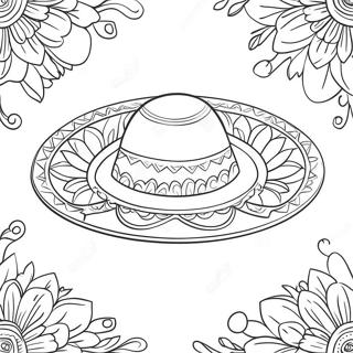 Fargglad Sombrero Med Blommor Malarbild 71324-58951