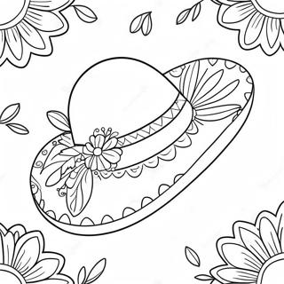 Fargglad Sombrero Med Blommor Malarbild 71324-58952