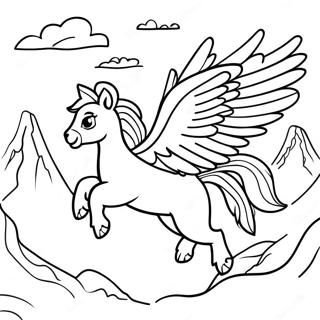 Majestatisk Hippogriff Flygande Over Berg Malarbild 71424-59025