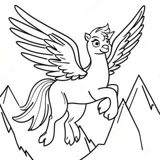 Majestatisk Hippogriff Flygande Over Berg Malarbild 71424-59027