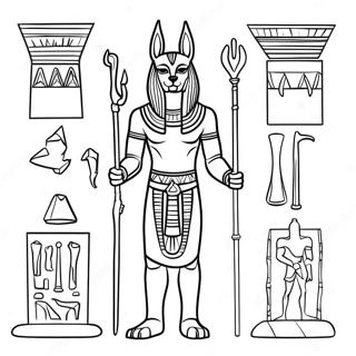 Anubis Med Egyptiska Artefakter Farglaggningssida 74016-61113