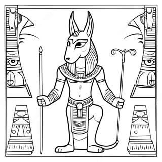 Anubis Med Egyptiska Artefakter Farglaggningssida 74016-61114