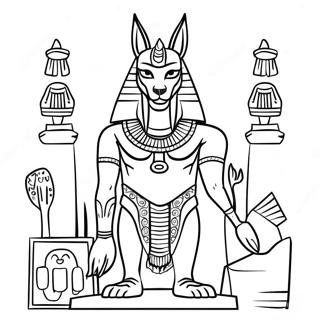 Anubis Med Egyptiska Artefakter Farglaggningssida 74016-61115