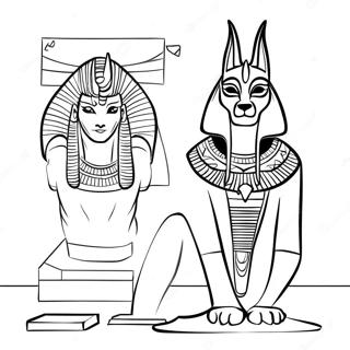 Anubis Med Egyptiska Artefakter Farglaggningssida 74016-61116