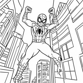 Zombie Spiderman Svingar Genom Staden Malarbild 74096-61134