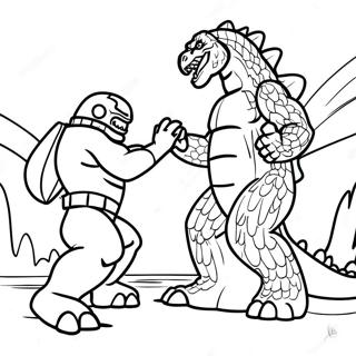 Episk Godzilla Vs Kong Strid Malarbild 7855-6382