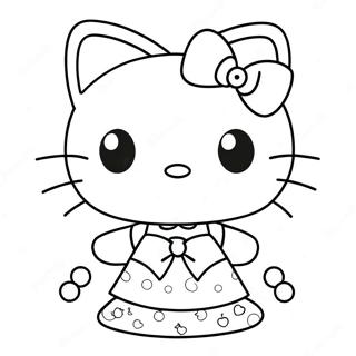 Hello Kitty I En Sot Klanning Farglaggningssida 8406-6889