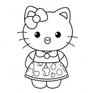 Hello Kitty I En Sot Klanning Farglaggningssida 8406-6890