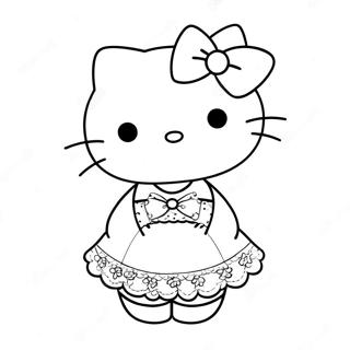 Hello Kitty I En Sot Klanning Farglaggningssida 8406-6892