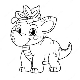 Sot Triceratops Med Blommor Malarbild 8957-7324