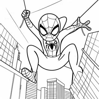 Bedarande Spiderman Svanger Genom Staden Malarbild 9287-7587